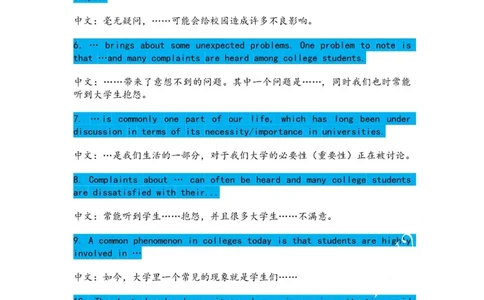 CET写作八大功能段_大学英语四级+六级_四六级作文模板+单词