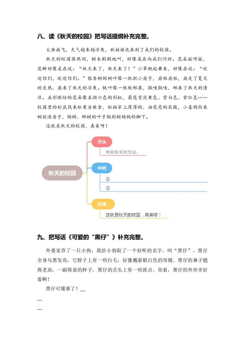 专题10写话训练（专项训练）-（统编版&middot;2024秋）_一年级语文上册（统编版）_期末总复习