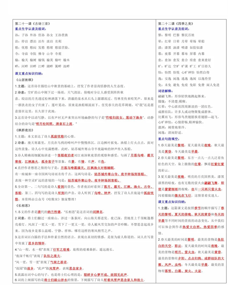 许老师粉丝福利五上语文课课贴_小学全网线上同款资料_k92_语文