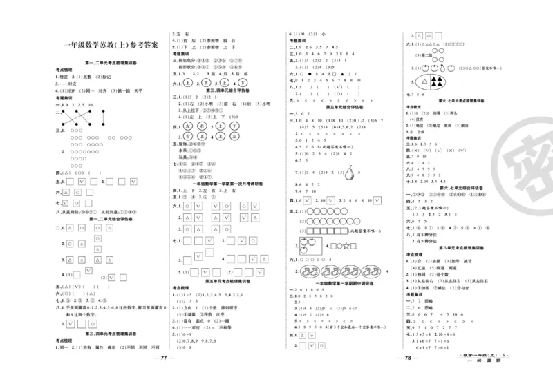 《一线调研卷》数学1年级上册（SJ）_一年级上下册资料_小学一年级学习资料-25年更新版_1-03、小学一年级数学上册_苏教版_10、电子书籍