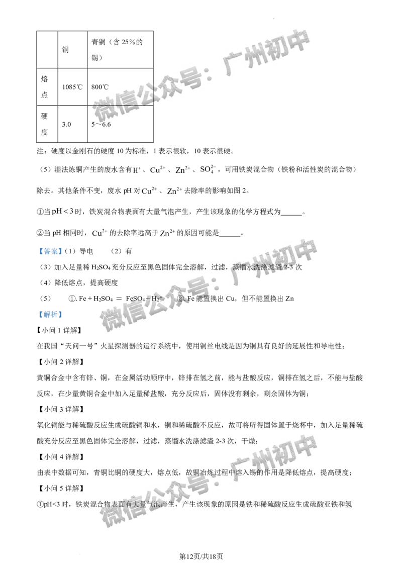 2024黄埔区中考一模化学试题答案解析_广州九上月考+期中+期末+一模二模+中考真题_广州2024年中考一模_黄埔区