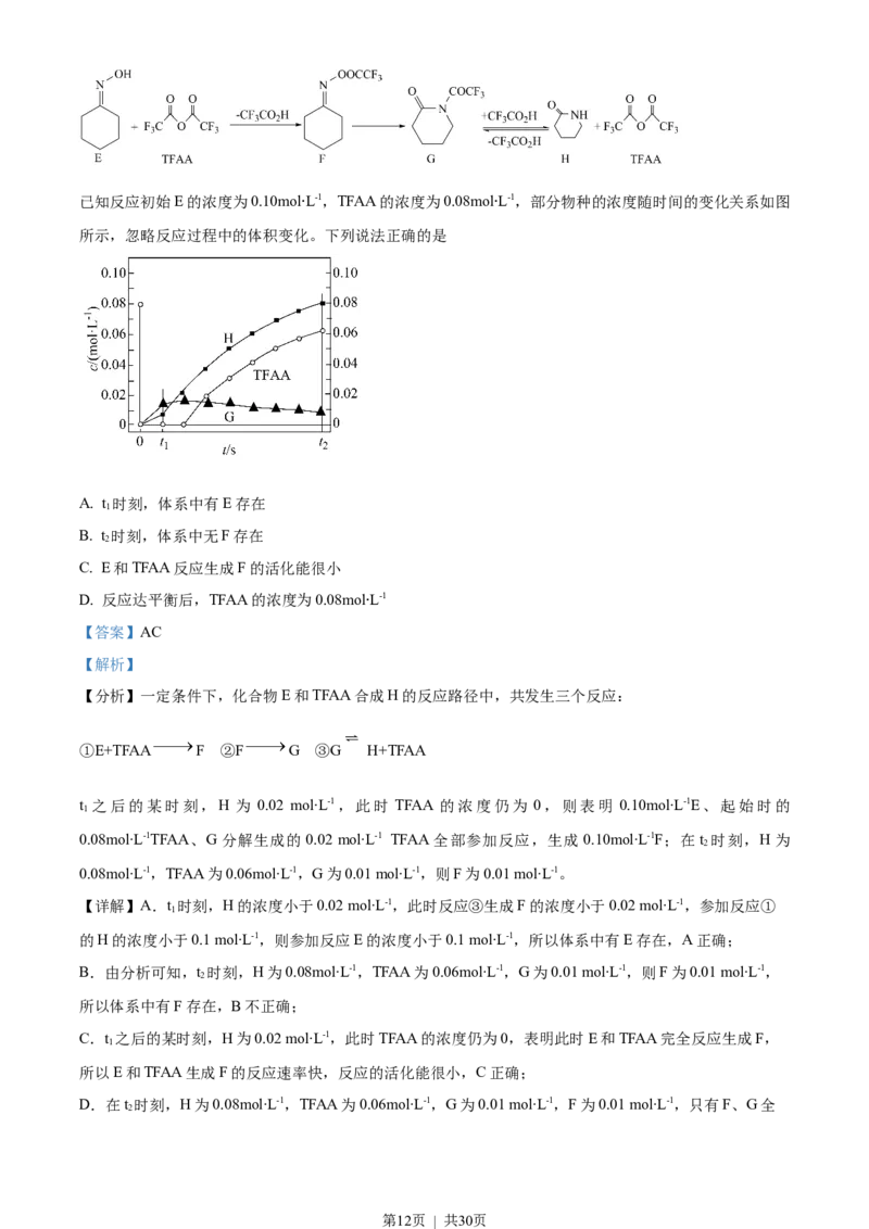 2023年高考化学试卷（山东）（解析卷）_历年高考真题合集_化学历年高考真题_新&middot;Word版2008-2025&middot;高考化学真题_化学（按试卷类型分类）2008-2025_自主命题卷&middot;化学（2008-2025）