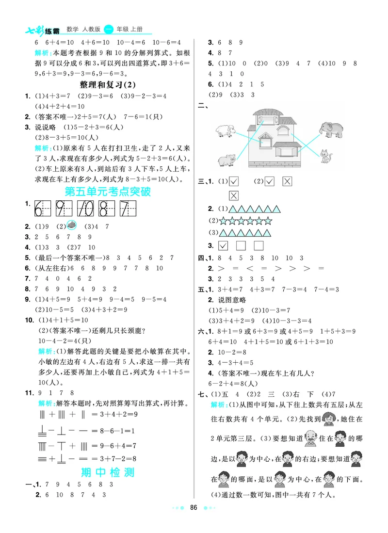 《七彩练霸》数学1年级上册（RJ）答案_一年级上下册资料_小学一年级学习资料-25年更新版_1-03、小学一年级数学上册_人教版_10、电子书籍