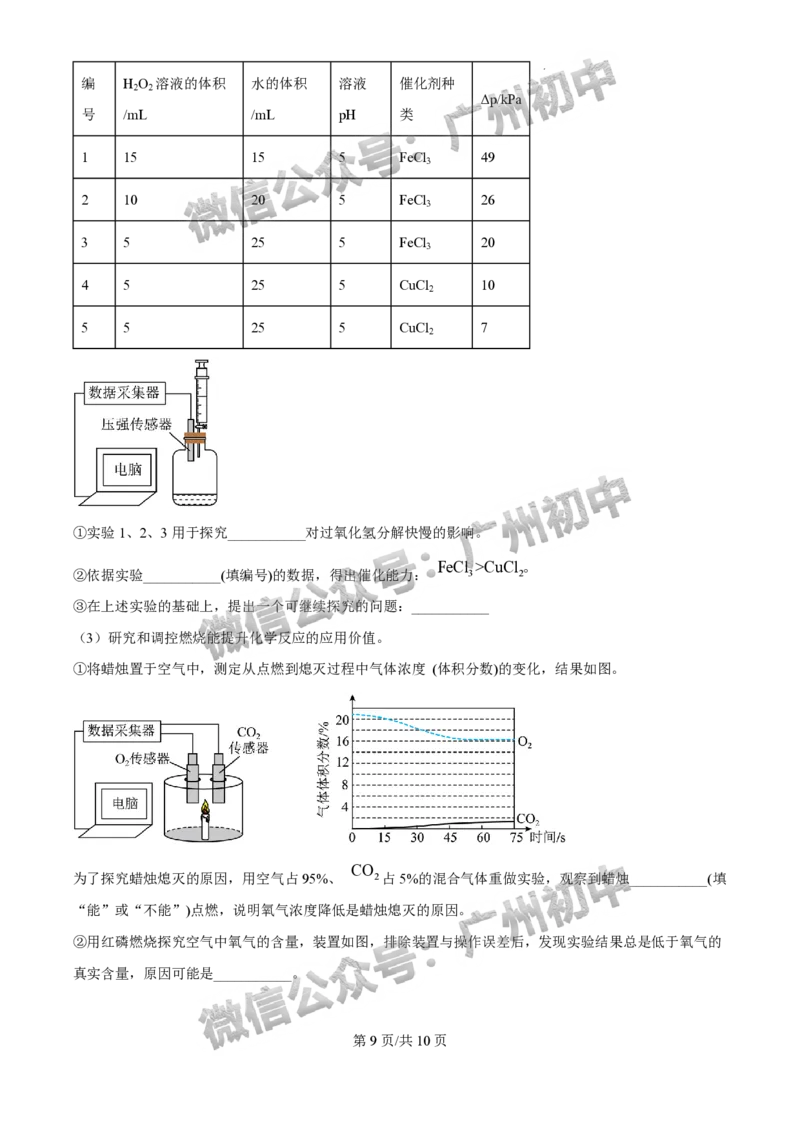 2025广州中考化学真题_广州九上月考+期中+期末+一模二模+中考真题_广州中考真题23-25_2025年