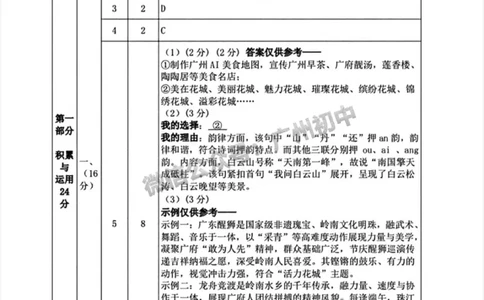 2025白云区中考一模语文试题（参考答案）_广州九上月考+期中+期末+一模二模+中考真题_广州2025年中考一模_2025年11区中考一模_白云区