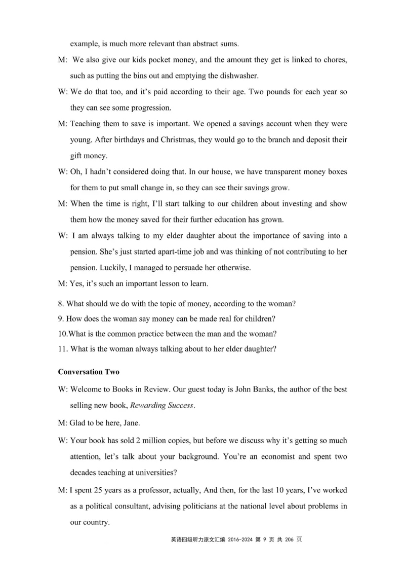 四级听力原文2016-2024_大学英语四级+六级_四级真题_专项_四级听力专项