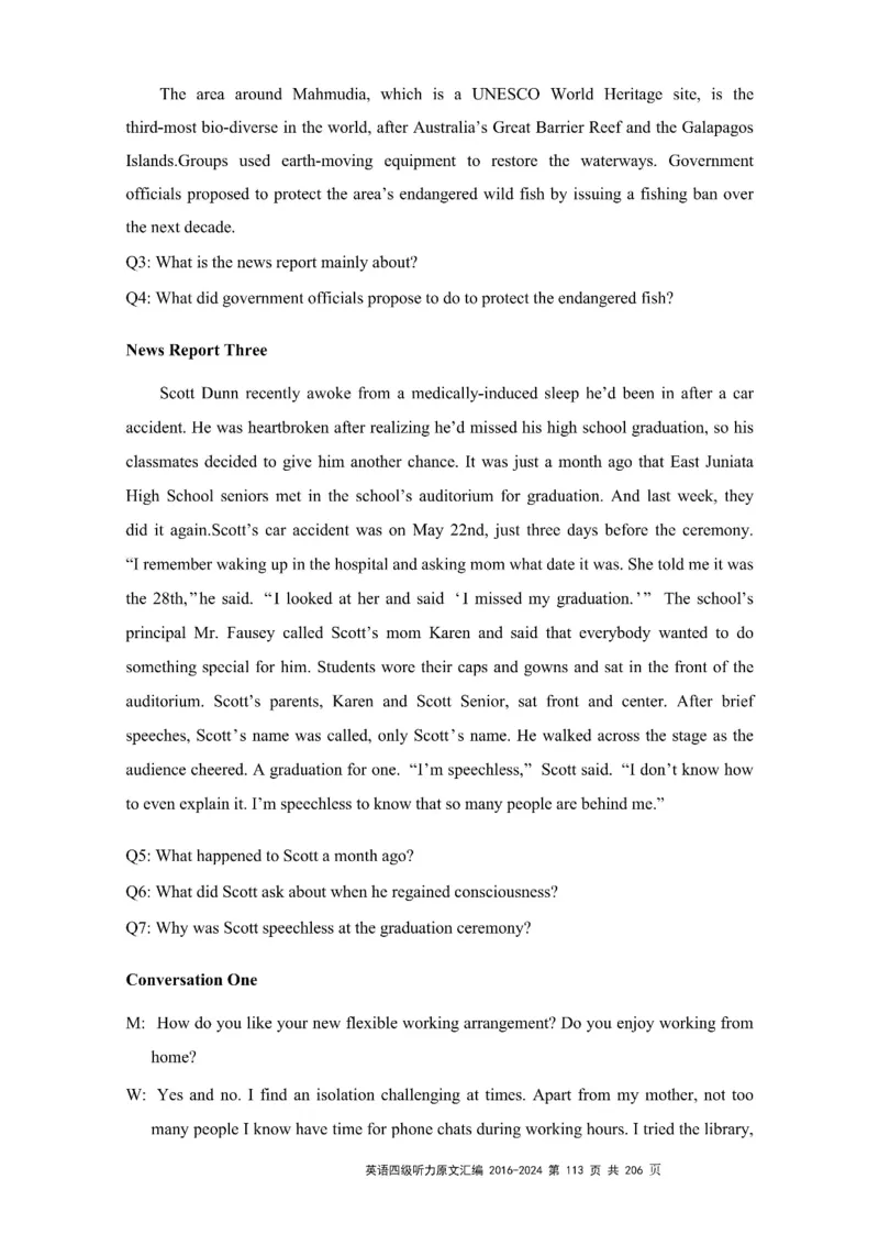 四级听力原文2016-2024_大学英语四级+六级_四级真题_专项_四级听力专项