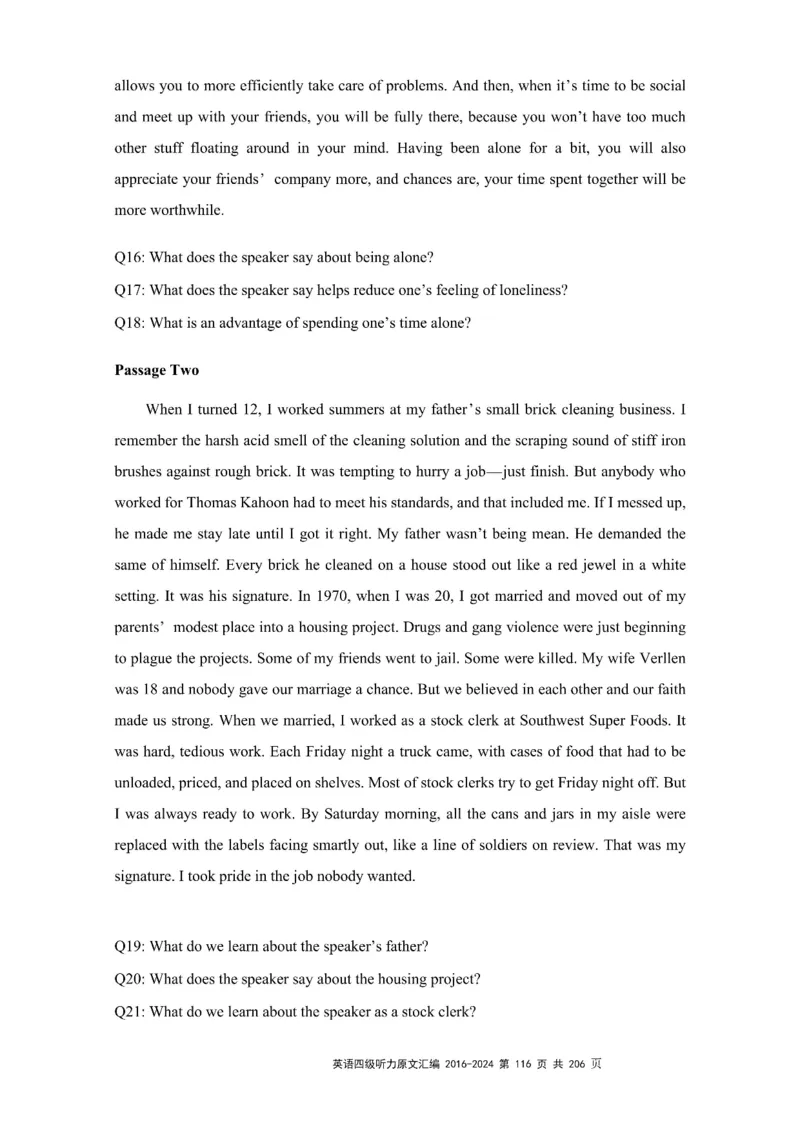 四级听力原文2016-2024_大学英语四级+六级_四级真题_专项_四级听力专项