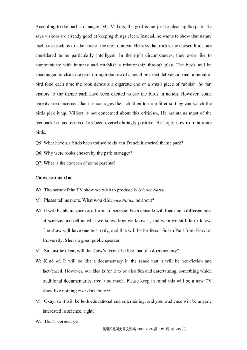 四级听力原文2016-2024_大学英语四级+六级_四级真题_专项_四级听力专项