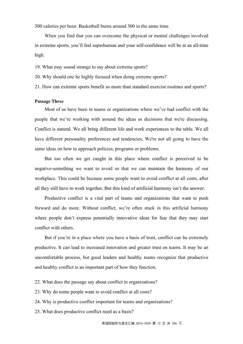 四级听力原文2016-2024_大学英语四级+六级_四级真题_专项_四级听力专项