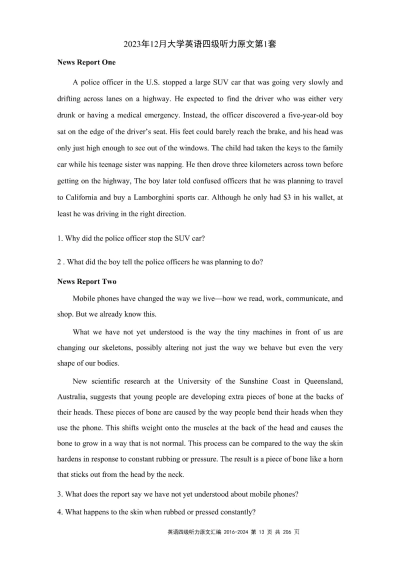 四级听力原文2016-2024_大学英语四级+六级_四级真题_专项_四级听力专项