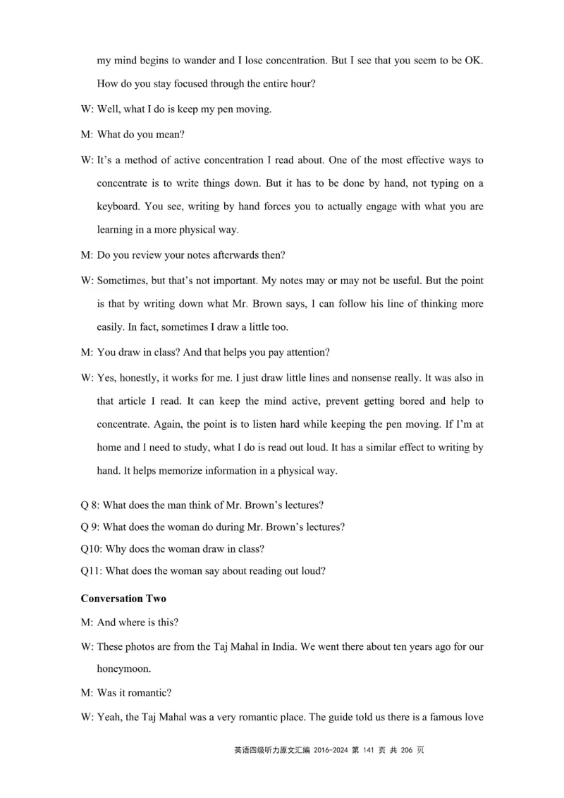 四级听力原文2016-2024_大学英语四级+六级_四级真题_专项_四级听力专项