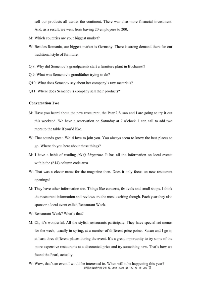 四级听力原文2016-2024_大学英语四级+六级_四级真题_专项_四级听力专项