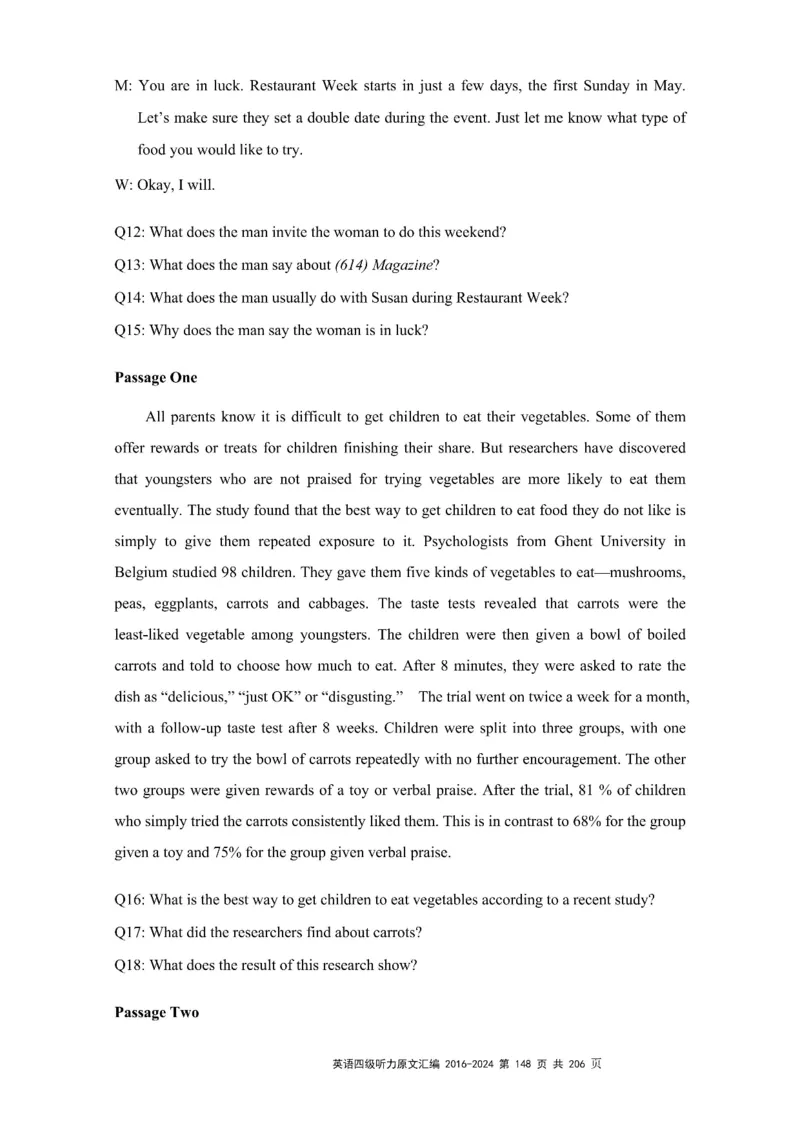 四级听力原文2016-2024_大学英语四级+六级_四级真题_专项_四级听力专项