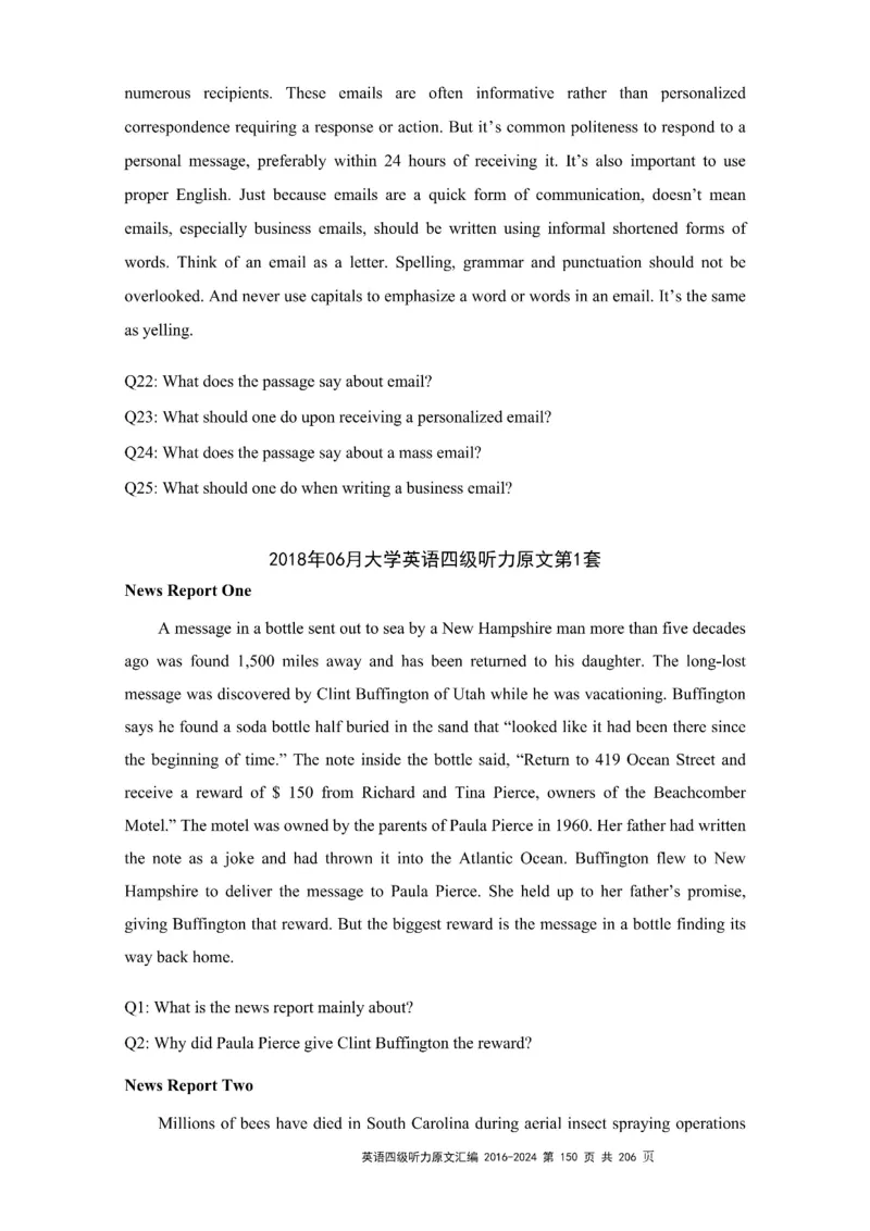 四级听力原文2016-2024_大学英语四级+六级_四级真题_专项_四级听力专项