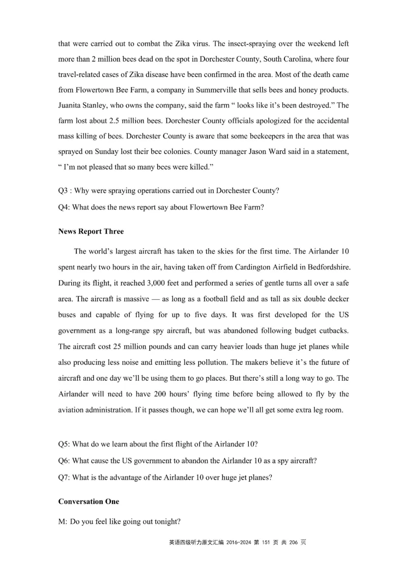 四级听力原文2016-2024_大学英语四级+六级_四级真题_专项_四级听力专项