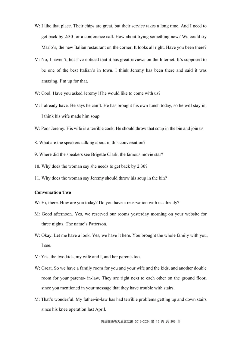 四级听力原文2016-2024_大学英语四级+六级_四级真题_专项_四级听力专项