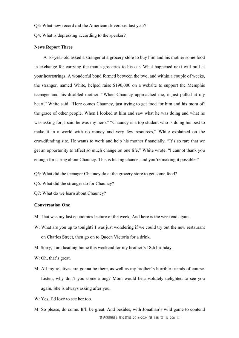 四级听力原文2016-2024_大学英语四级+六级_四级真题_专项_四级听力专项