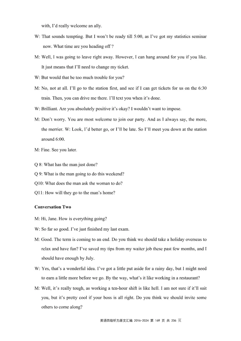 四级听力原文2016-2024_大学英语四级+六级_四级真题_专项_四级听力专项