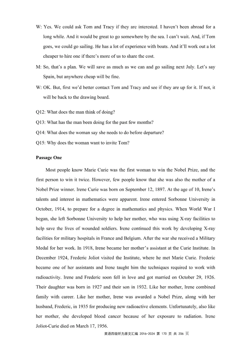 四级听力原文2016-2024_大学英语四级+六级_四级真题_专项_四级听力专项