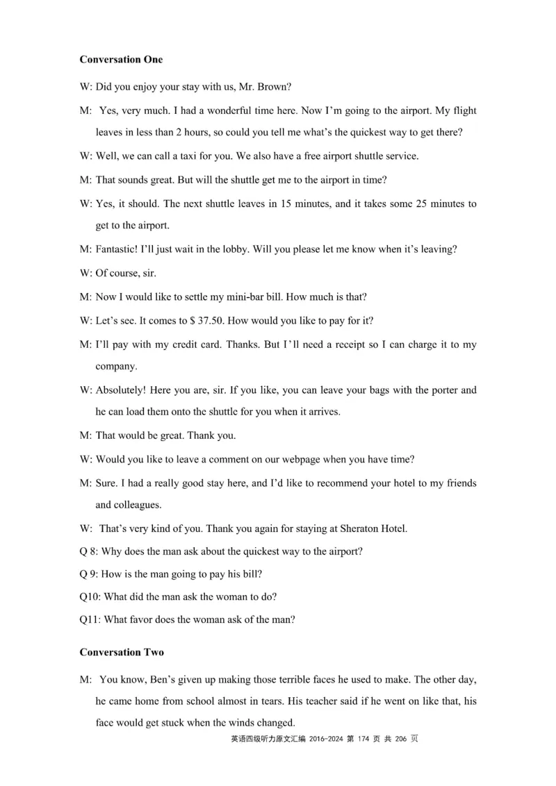 四级听力原文2016-2024_大学英语四级+六级_四级真题_专项_四级听力专项