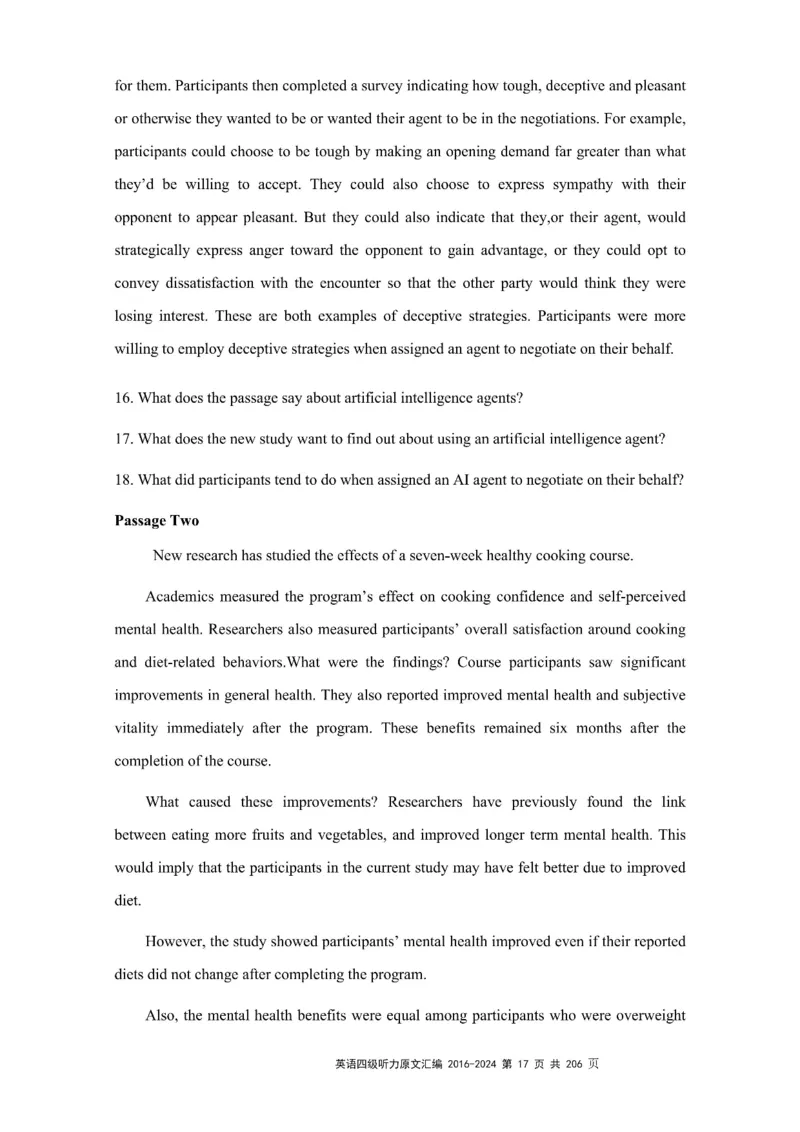 四级听力原文2016-2024_大学英语四级+六级_四级真题_专项_四级听力专项