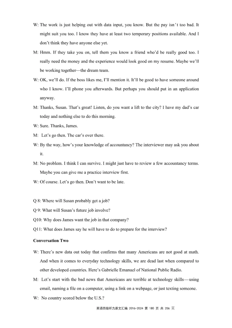 四级听力原文2016-2024_大学英语四级+六级_四级真题_专项_四级听力专项