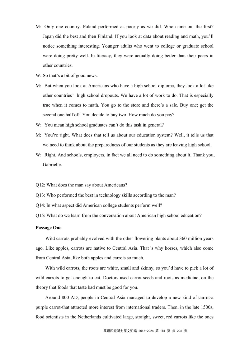 四级听力原文2016-2024_大学英语四级+六级_四级真题_专项_四级听力专项