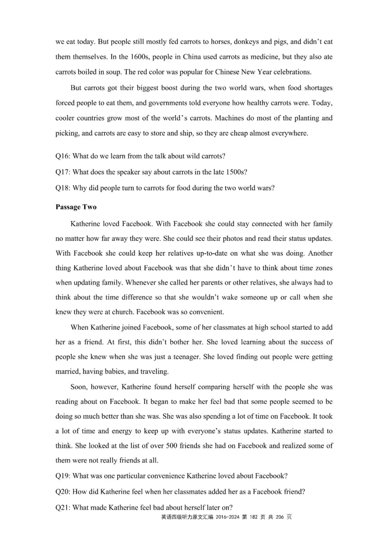 四级听力原文2016-2024_大学英语四级+六级_四级真题_专项_四级听力专项