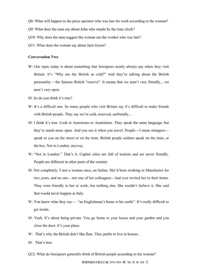 四级听力原文2016-2024_大学英语四级+六级_四级真题_专项_四级听力专项