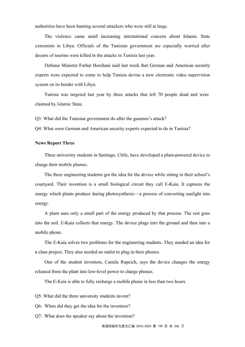 四级听力原文2016-2024_大学英语四级+六级_四级真题_专项_四级听力专项