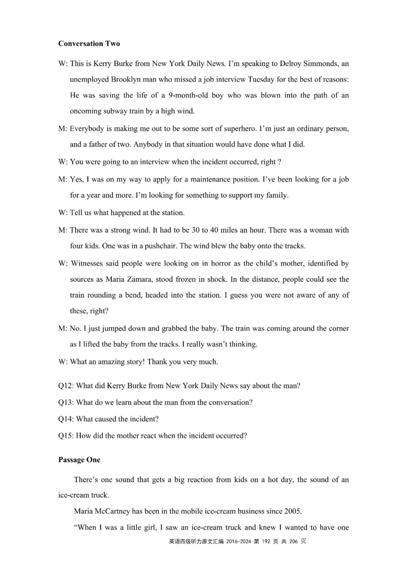 四级听力原文2016-2024_大学英语四级+六级_四级真题_专项_四级听力专项