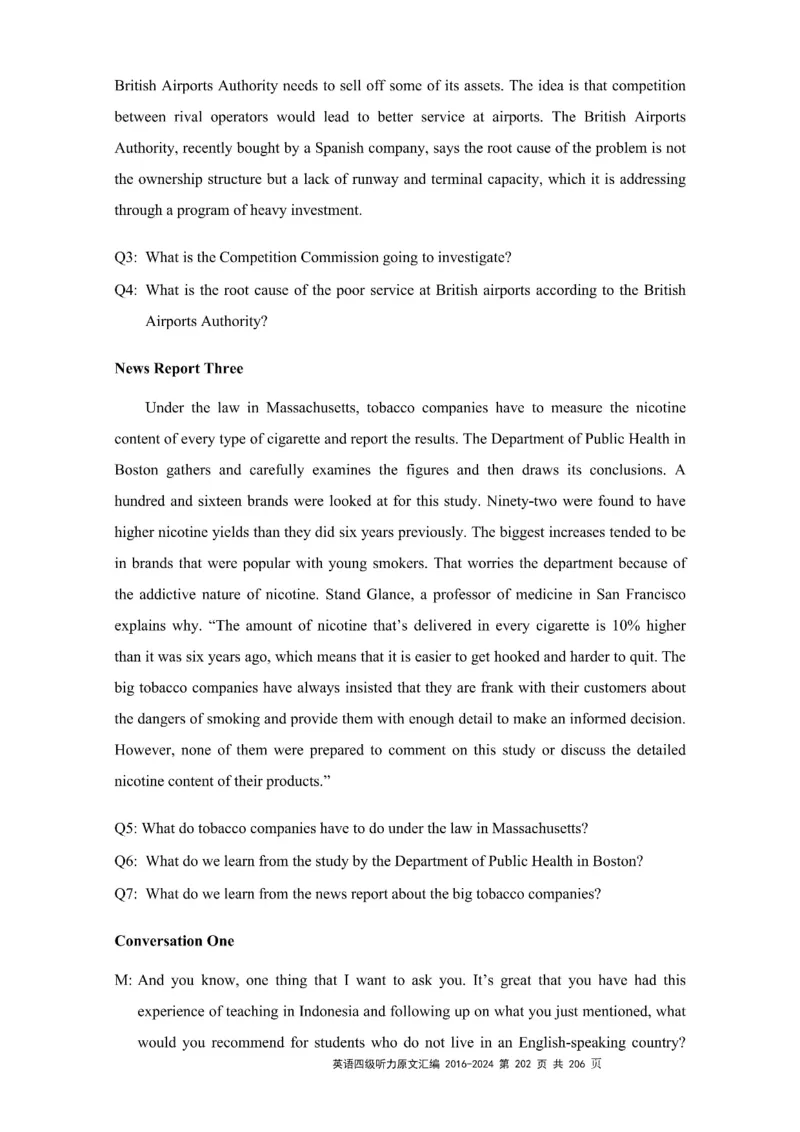 四级听力原文2016-2024_大学英语四级+六级_四级真题_专项_四级听力专项