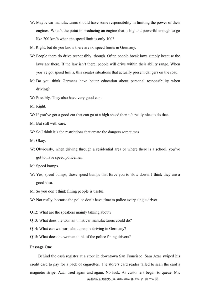 四级听力原文2016-2024_大学英语四级+六级_四级真题_专项_四级听力专项