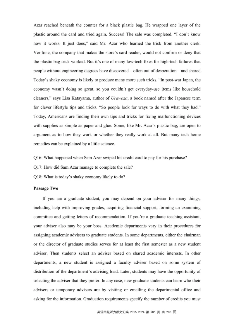 四级听力原文2016-2024_大学英语四级+六级_四级真题_专项_四级听力专项