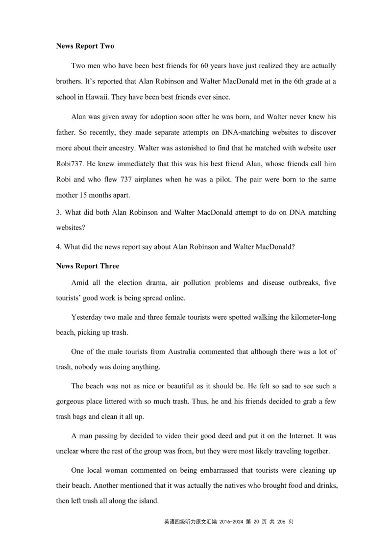 四级听力原文2016-2024_大学英语四级+六级_四级真题_专项_四级听力专项