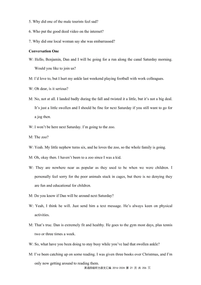 四级听力原文2016-2024_大学英语四级+六级_四级真题_专项_四级听力专项