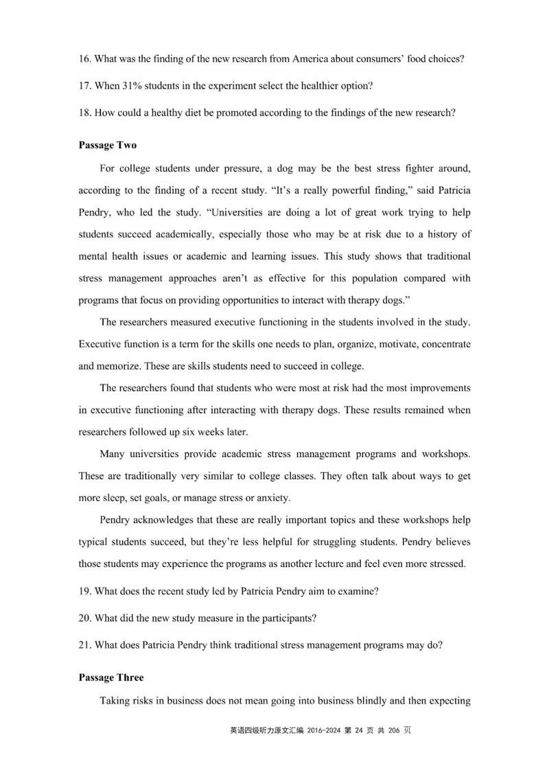 四级听力原文2016-2024_大学英语四级+六级_四级真题_专项_四级听力专项