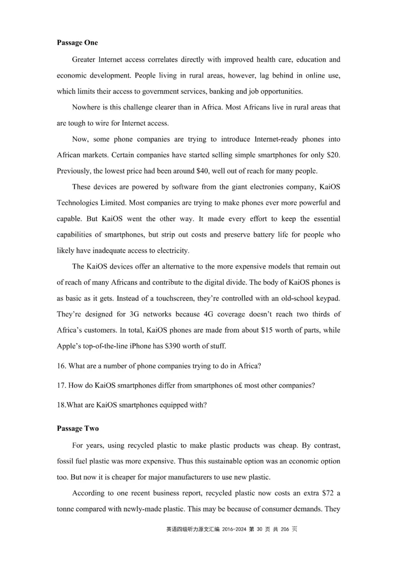 四级听力原文2016-2024_大学英语四级+六级_四级真题_专项_四级听力专项