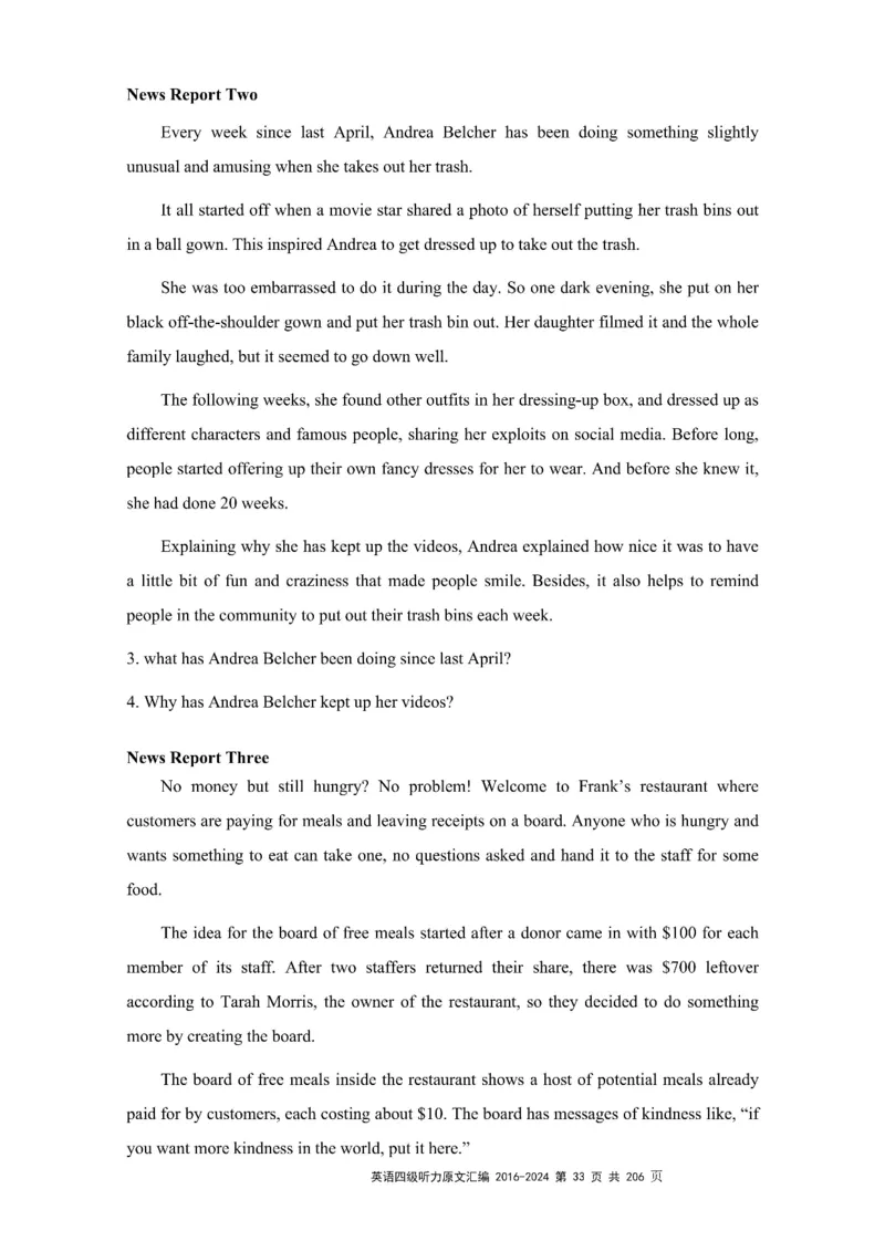 四级听力原文2016-2024_大学英语四级+六级_四级真题_专项_四级听力专项