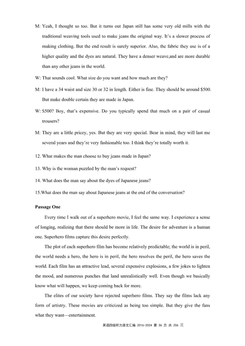 四级听力原文2016-2024_大学英语四级+六级_四级真题_专项_四级听力专项