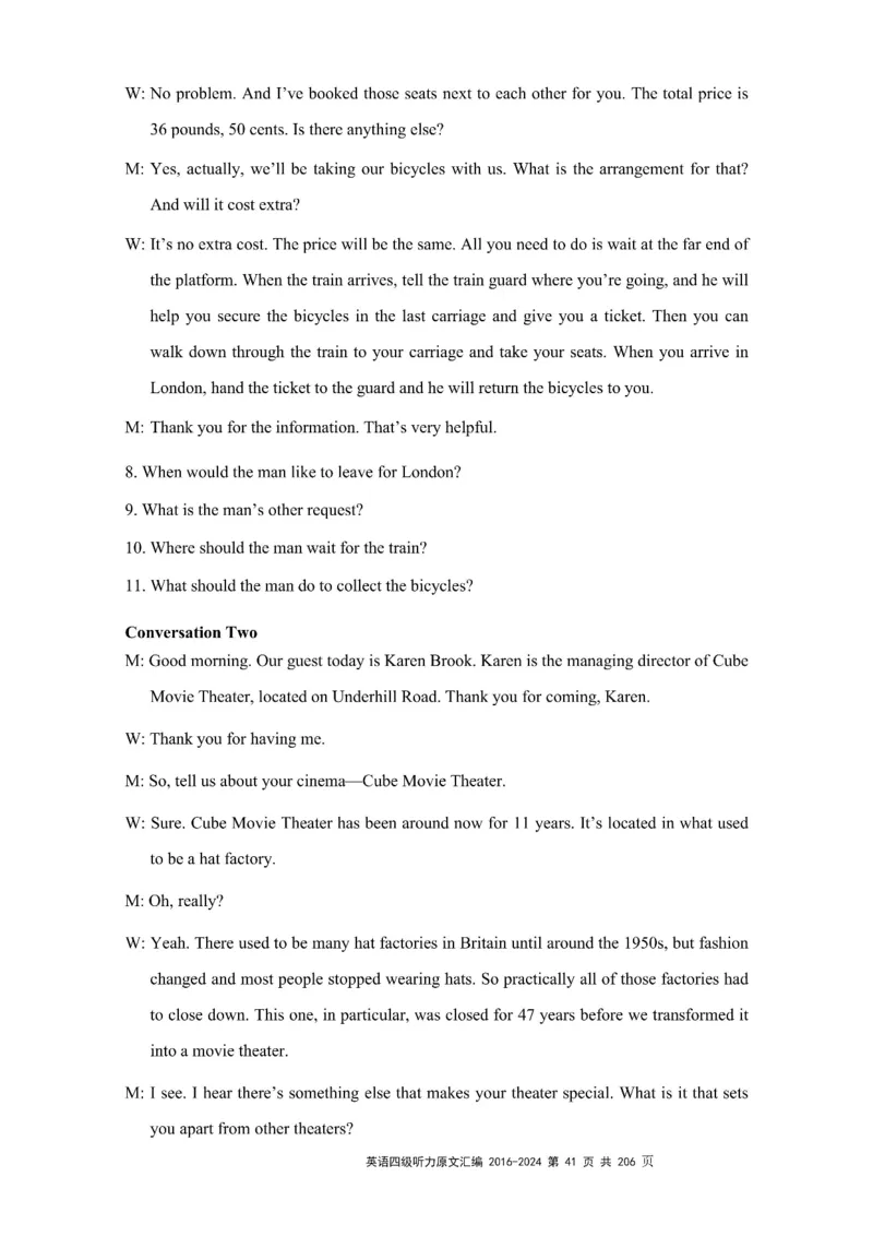 四级听力原文2016-2024_大学英语四级+六级_四级真题_专项_四级听力专项