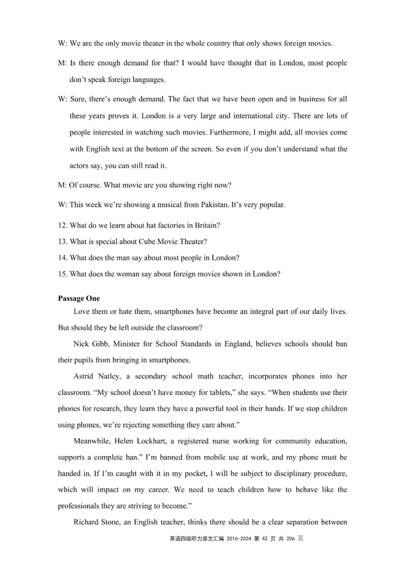 四级听力原文2016-2024_大学英语四级+六级_四级真题_专项_四级听力专项