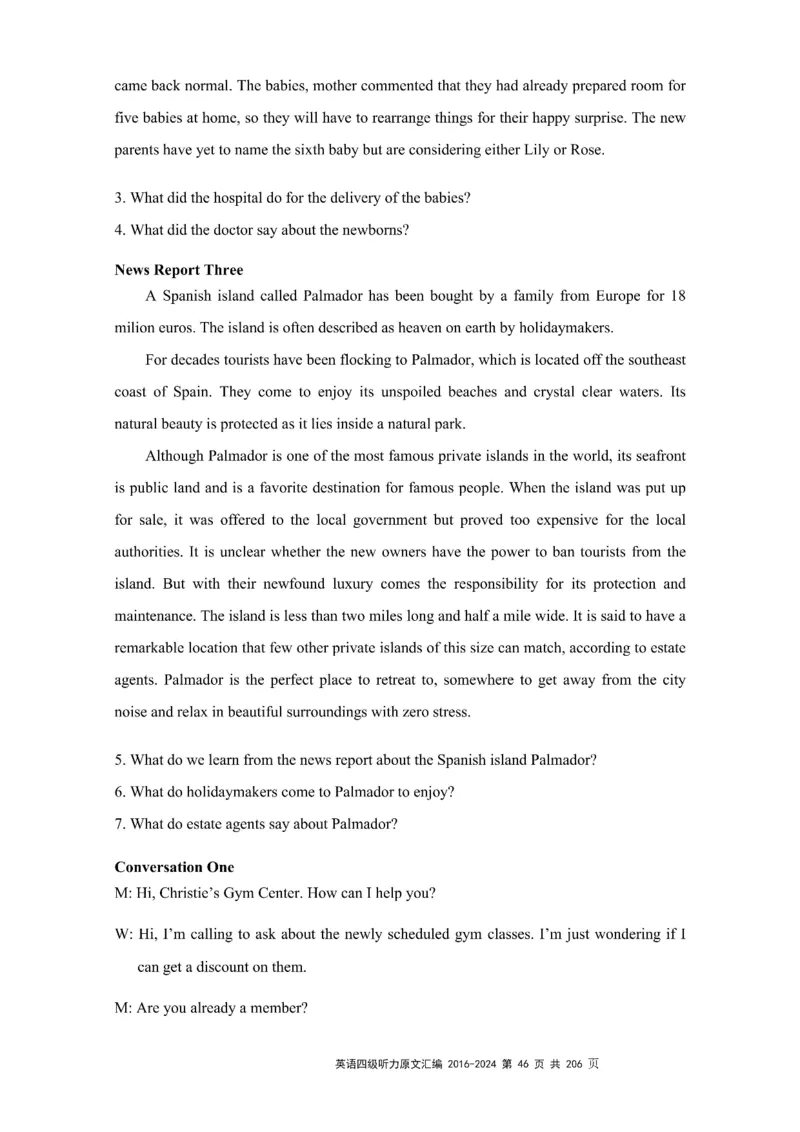 四级听力原文2016-2024_大学英语四级+六级_四级真题_专项_四级听力专项