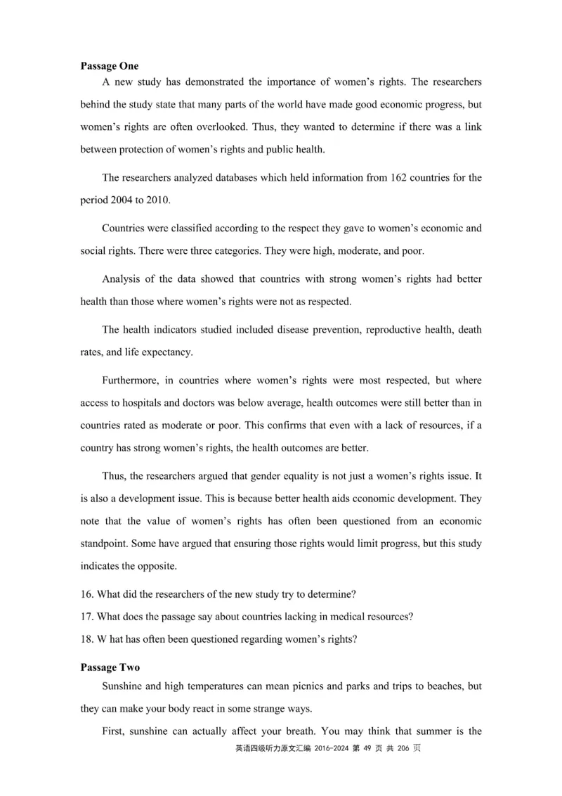 四级听力原文2016-2024_大学英语四级+六级_四级真题_专项_四级听力专项
