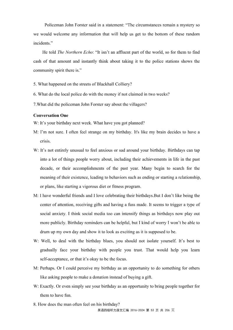 四级听力原文2016-2024_大学英语四级+六级_四级真题_专项_四级听力专项