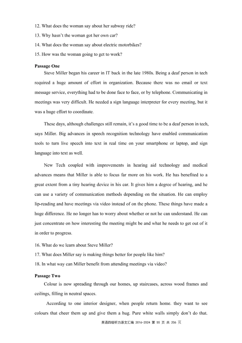 四级听力原文2016-2024_大学英语四级+六级_四级真题_专项_四级听力专项