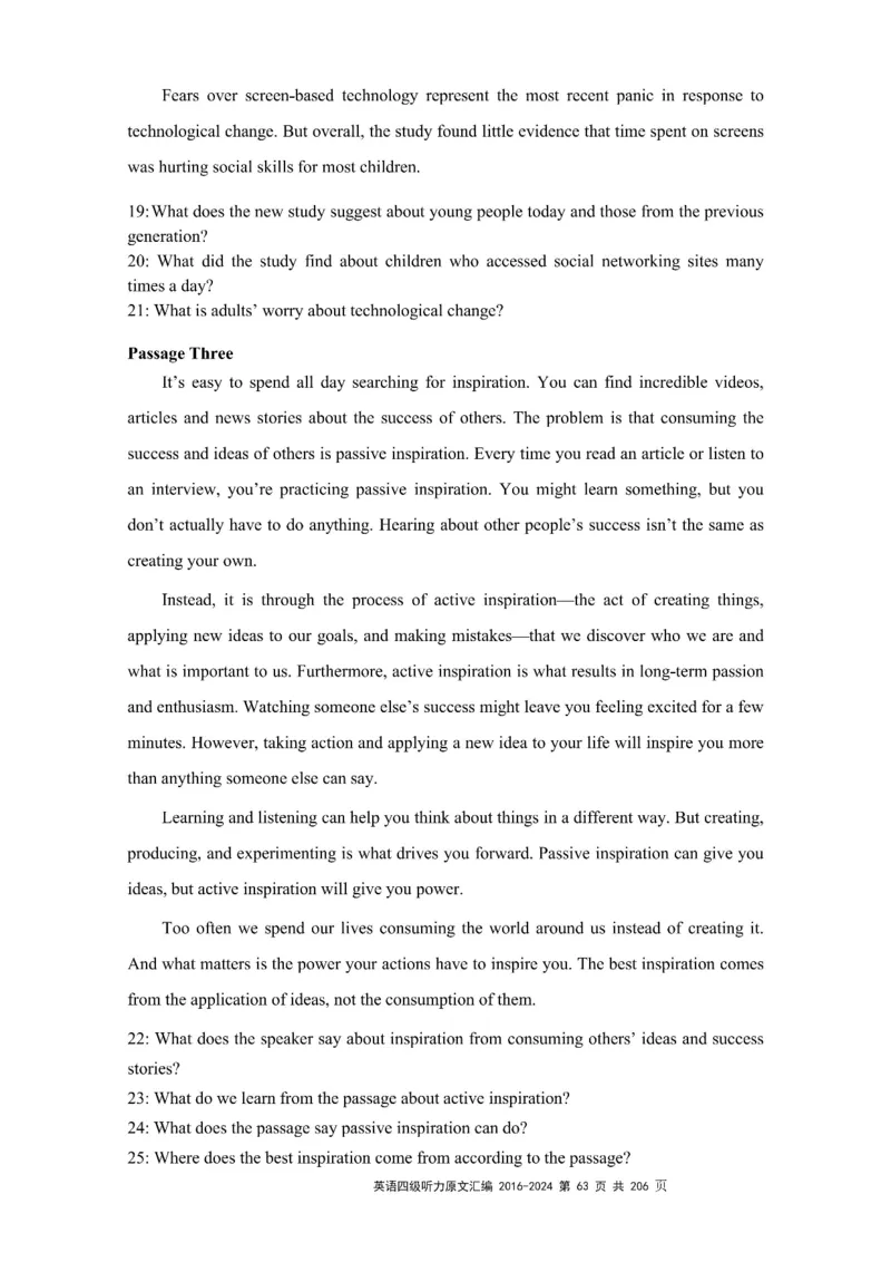 四级听力原文2016-2024_大学英语四级+六级_四级真题_专项_四级听力专项