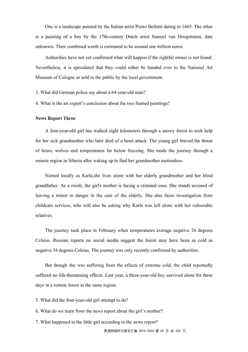 四级听力原文2016-2024_大学英语四级+六级_四级真题_专项_四级听力专项