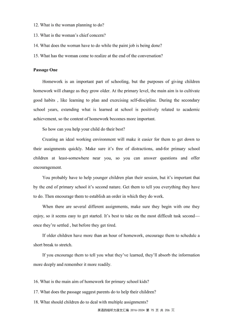 四级听力原文2016-2024_大学英语四级+六级_四级真题_专项_四级听力专项